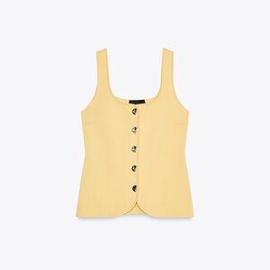NWT Zara Plain Knit Corset Top Yellow